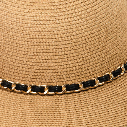 Fame Chain Black Trim Straw Hat