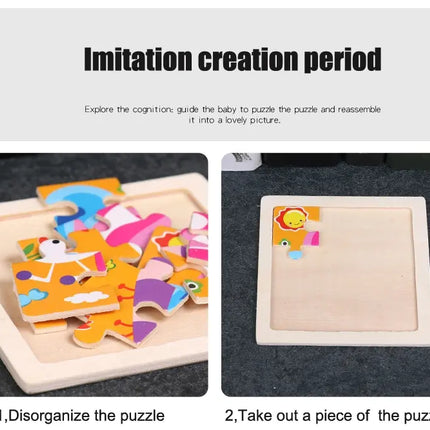 11X11CM Kids Wooden Puzzle Cartoon Animal Traffic Tangram Wood Puzzle Toys Educational Jigsaw Toys for Children GiftS