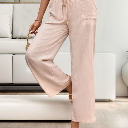 Tied Wide Leg Pants with Pockets