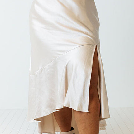 Plus Size Slit Ruffled Skirt