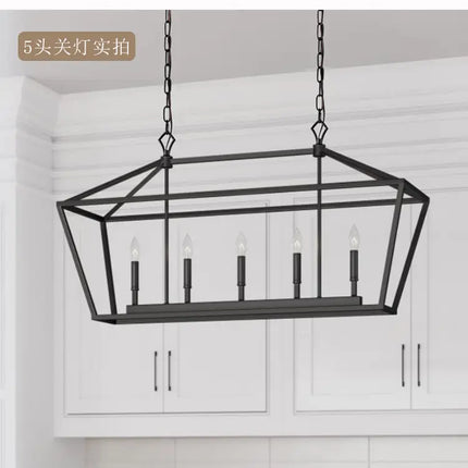 Nordic Designer Dining Room Lamp Rectangular Creative Simple Plain Industrial Style Black Living Room Bedroom Candle Chandelier