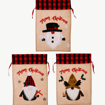 3-Pack Christmas Graphic Drawstring Gift Bags