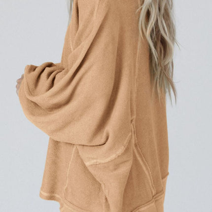 Exposed Seam Single Shoulder Long Sleeve Top