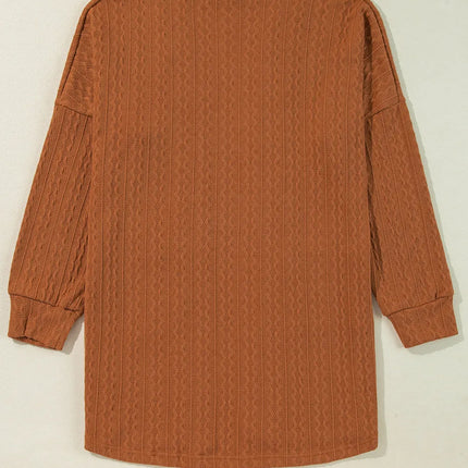 Textured Pocketed Open Front Long Sleeve Cover Up