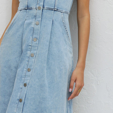 Sweetheart Neck Wide Strap Denim Dress