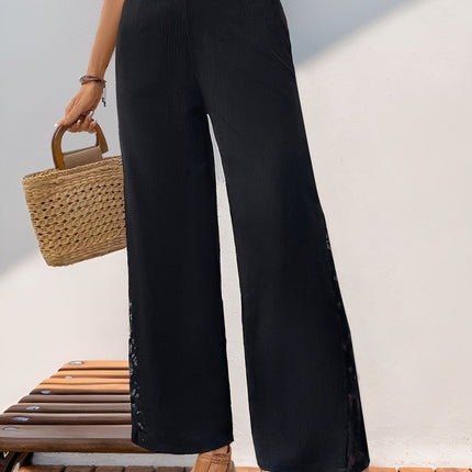 Lace Detail Wide Leg Pants