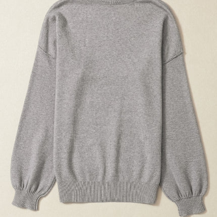 Mock Neck Dropped Shoulder Sweater