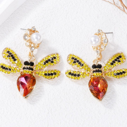 Natural Stone Bee Dangle Earrings
