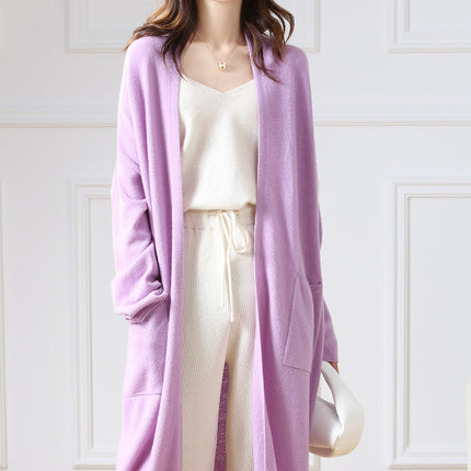 Super Long Wool Knit Cardigan Women