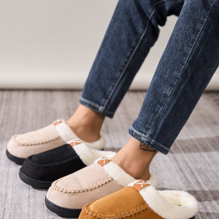 Contrast Round Toe Flat Slippers