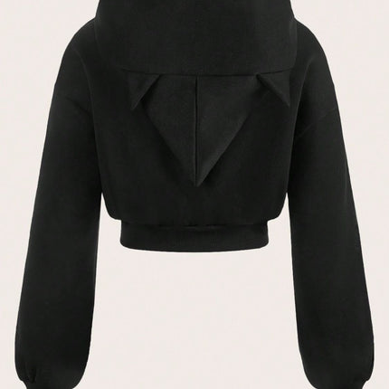 Zip Up Long Sleeve Cropped Hoodie