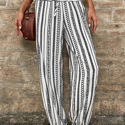 Printed Elastic Waist Pants