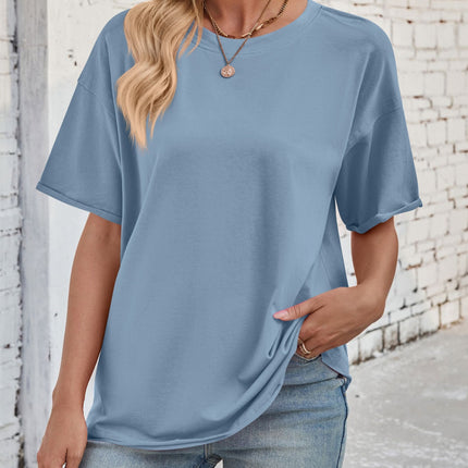 Lovelet Exposed Seam Round Neck Half Sleeve T-Shirt