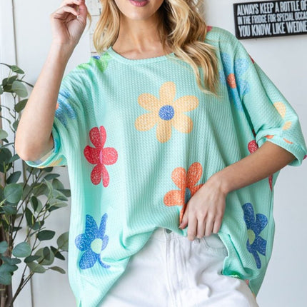 HOPELY Floral Waffle Oversize T-Shirt
