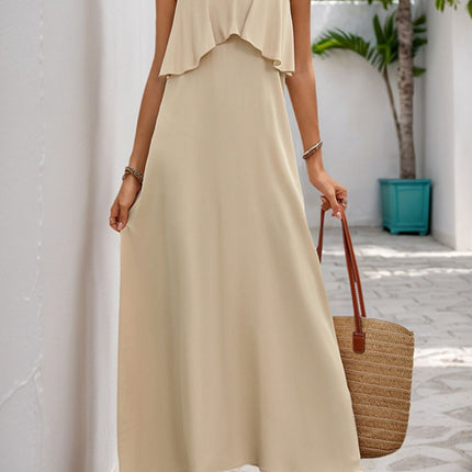 Perfee Tied Ruffled Scoop Neck Sleeveless Dress