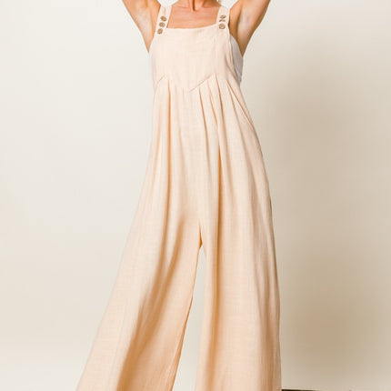 BiBi Texture Sleeveless Wide Leg Jumpsuit