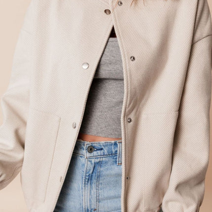 Baseball Collar Snap Down Jacket