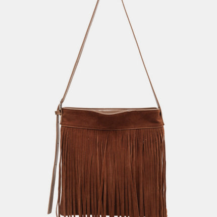 Suede Fringe Adjustable Strap Shoulder Bag