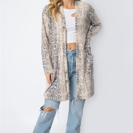 Cherish Apparel Animal Print Flannel Open Front Longline Cardigan