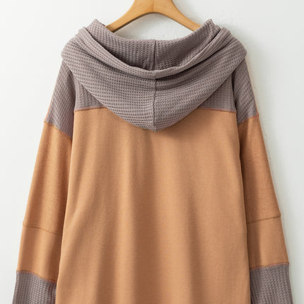 Drawstring Contrast Long Sleeve Hoodie