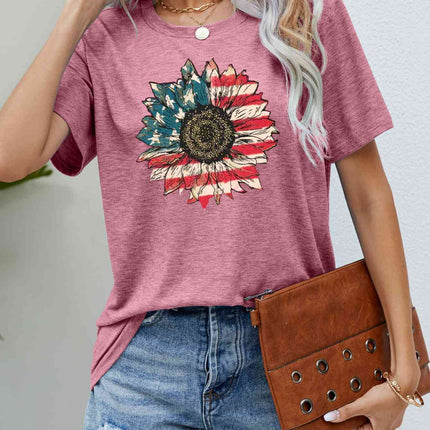 US Flag Flower Graphic Tee