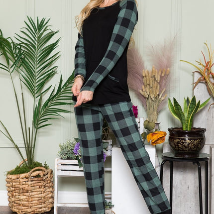 Celeste Plaid Long Sleeve T-Shirt with Pockets