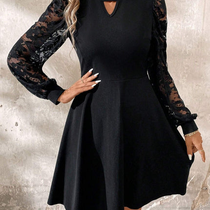 Cutout Lace Long Sleeve Mini Dress