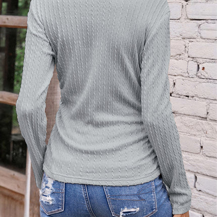 Full Size Ruched V-Neck Long Sleeve T-Shirt