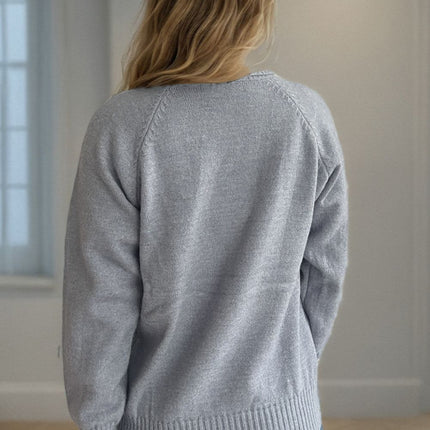 Ribbed Turtleneck Raglan Sleeve Sweater