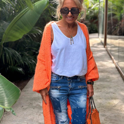 Letter Dropped Shoulder Long Sleeve Cardigan - Vickie Lynn's