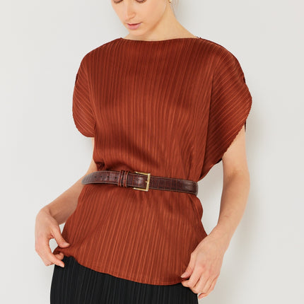 Marina West Swim Rib Pleated Oversized Dolman Sleeve Top