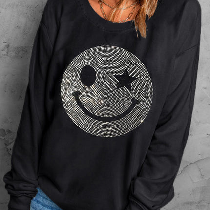 Rhinestone Smile Long Sleeve Sweatshirt