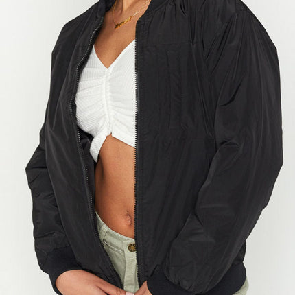 Zip Up Baseball Collar Jacket with Pockets