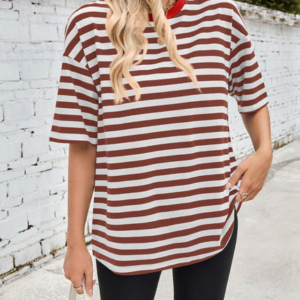 Lovelet Striped Round Neck Half Sleeve T-Shirt