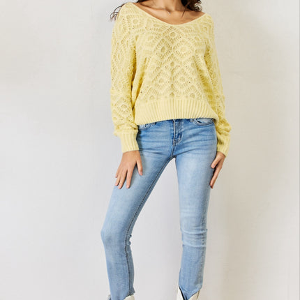 HYFVE V-Neck Patterned Long Sleeve Sweater