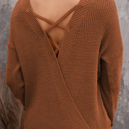 Crisscross Back Boat Neck Sweater