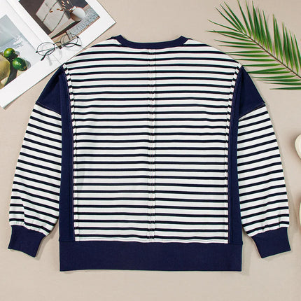 Striped Round Neck Long Sleeve Sweatshirt