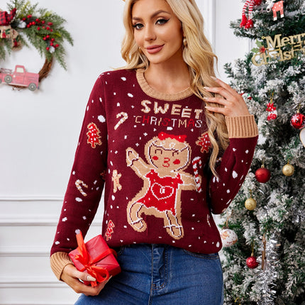 Gingerbread Round Neck Long Sleeve Sweater