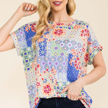 Celeste Full Size Round Neck Short Sleeve Floral T-Shirt