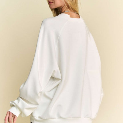 Davi & Dani Round Neck Raglan Sleeve Sweatshirt