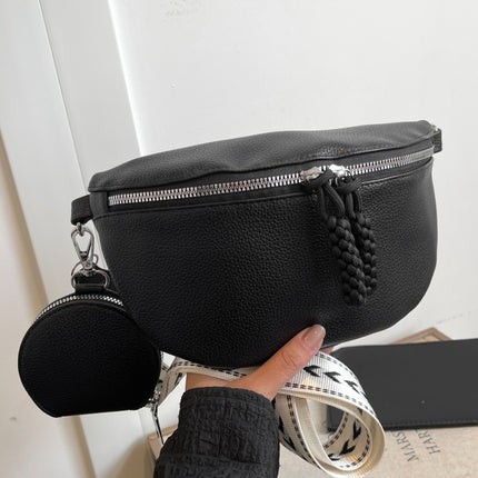PU Leather Adjustable Strap Crossbody Bag with Coin Purse