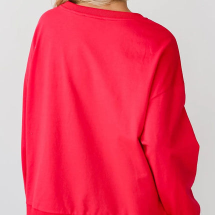 Letter Round Neck Long Sleeve Sweatshirt