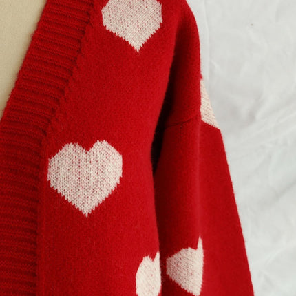 Heart Open Front Long Sleeve Cardigan