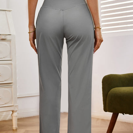 High Waist Wide Leg Pants with Pockets