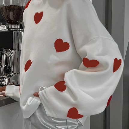 Valentine’s Day Heart Round Neck Long Sleeve Sweater