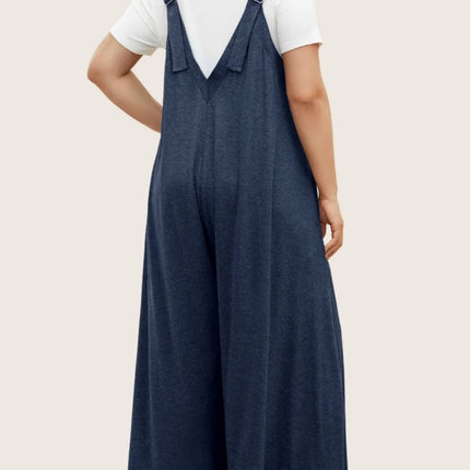 Full Size Pocketed Wide Leg Overalls