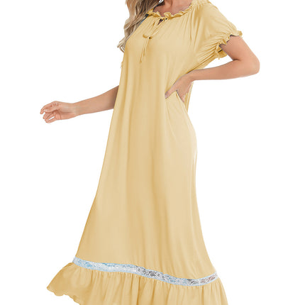 Lace Detail Short Sleeve Lounge Dress