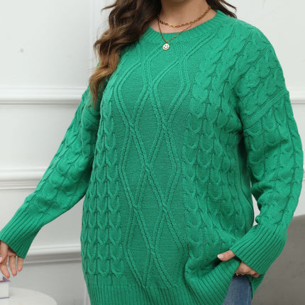 Plus Size Round Neck Long Sleeve Sweater