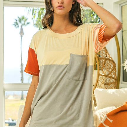 BiBi Color Block Short Sleeve T-Shirt