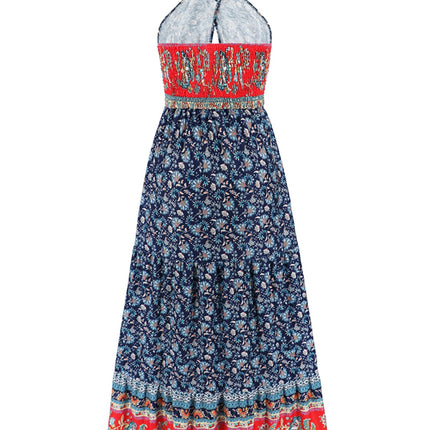 Smocked Printed Halter Neck Dress